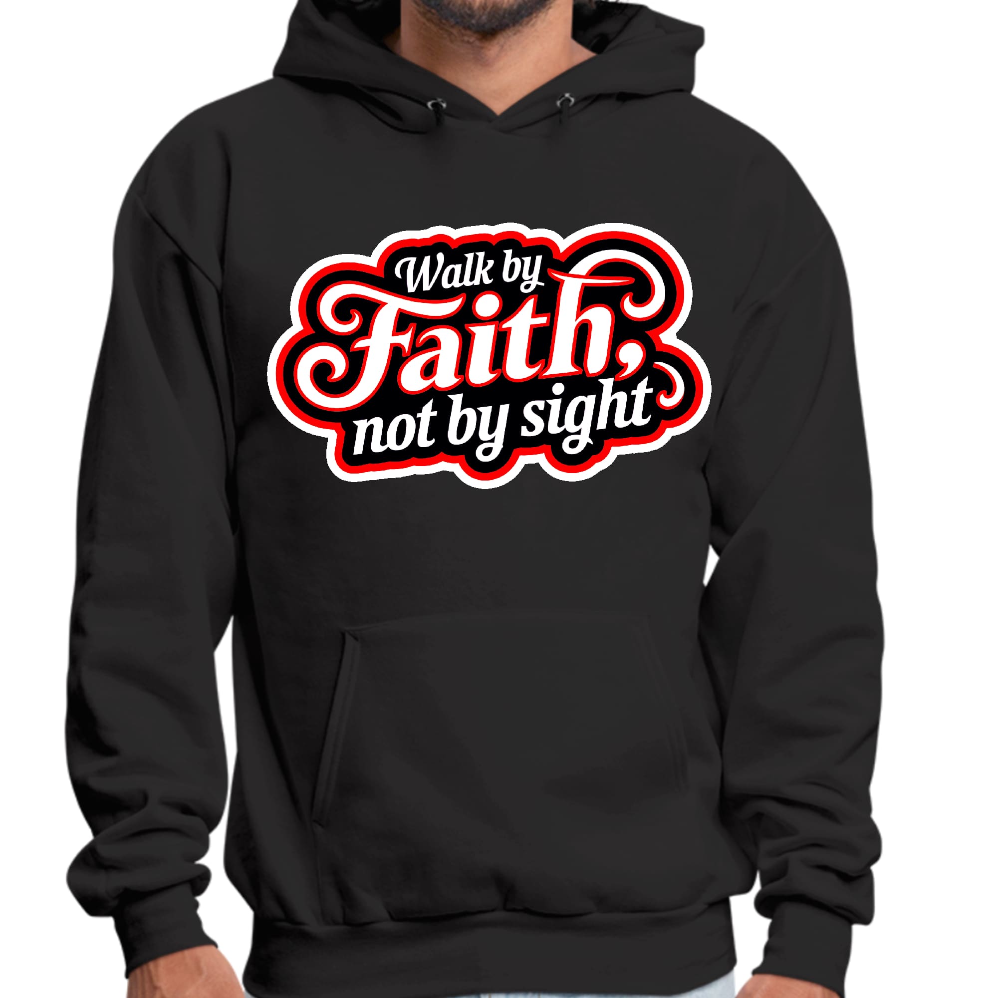 Mens Graphic Hoodie Walk by Faith - not by Sight