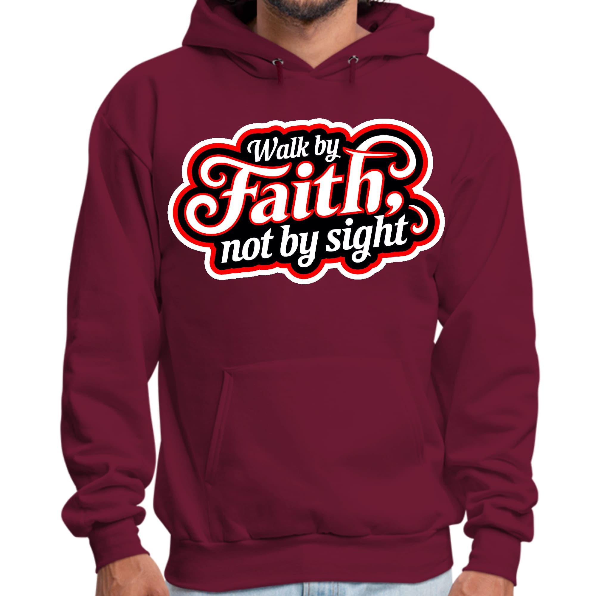 Mens Graphic Hoodie Walk by Faith - not by Sight